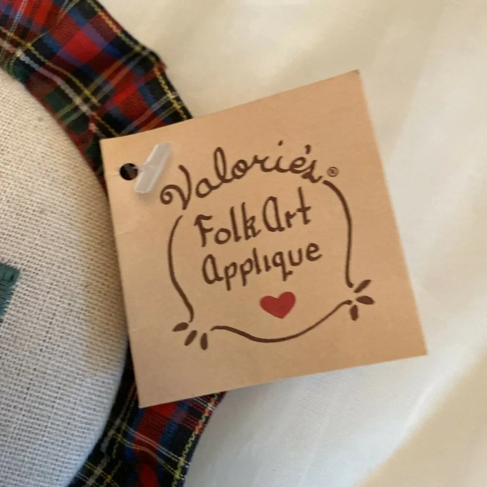 VTG 80s 90s Valorie Sockwell A+ Teacher Basket Folk Art Plaid Ruffle Apple Retro